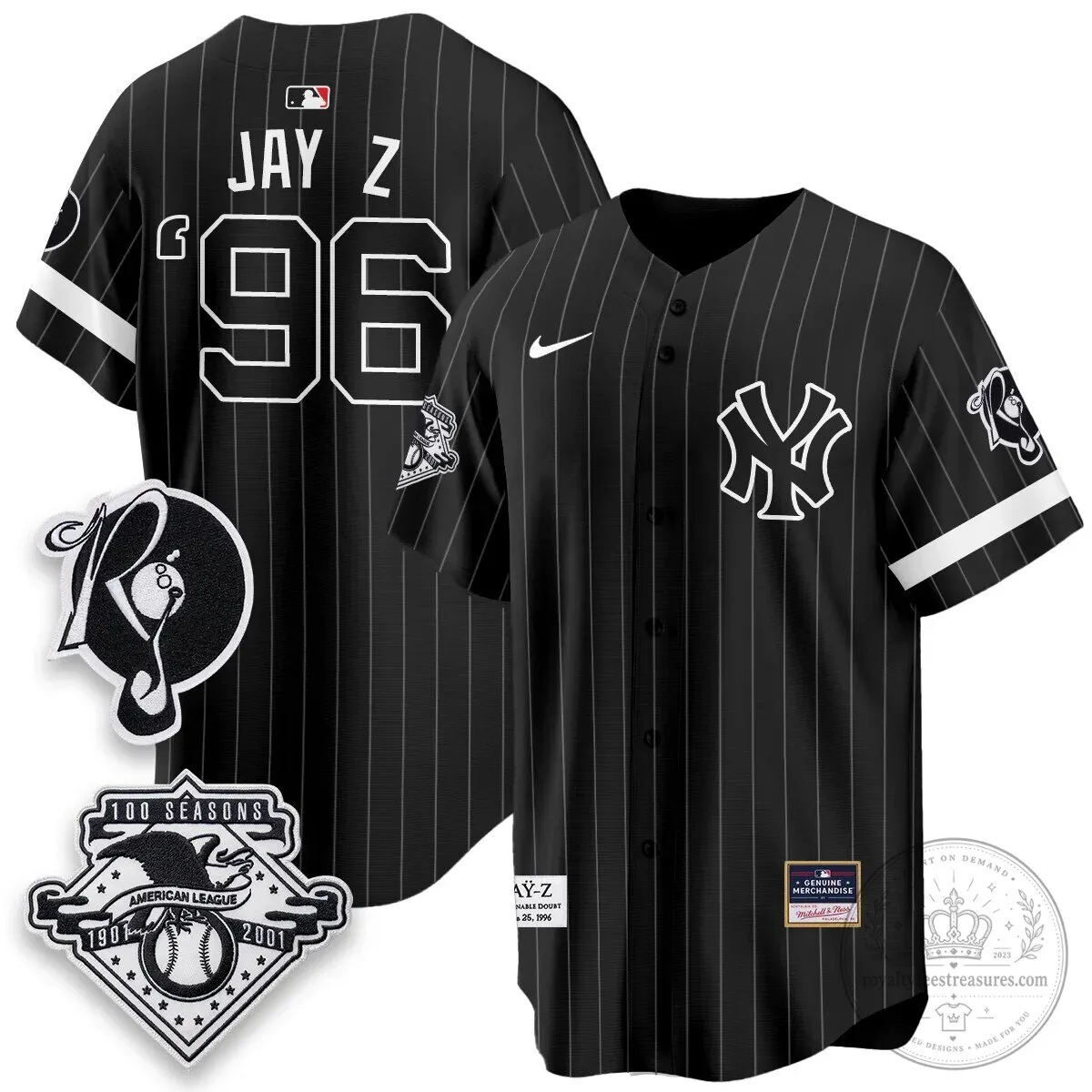 Pinstripe Baseball Jersey featuring Jay-Z and the New York Yankees 29 Pinstripe Baseball Jersey featuring Jay-Z and the New York Yankees