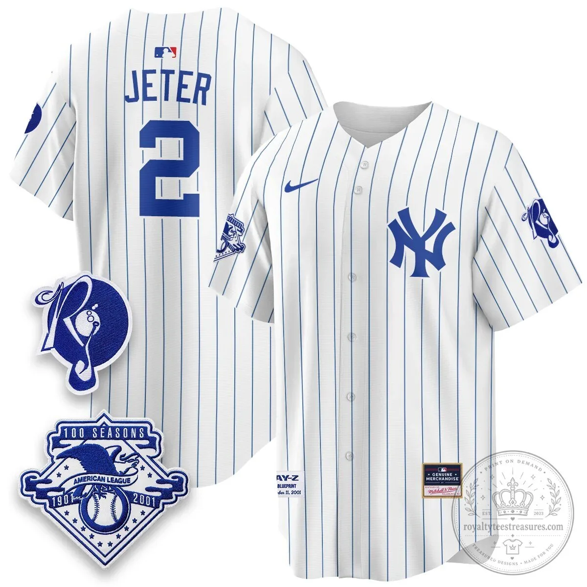 Pinstripe Baseball Jersey featuring Jay-Z and the New York Yankees 34 Pinstripe Baseball Jersey featuring Jay-Z and the New York Yankees