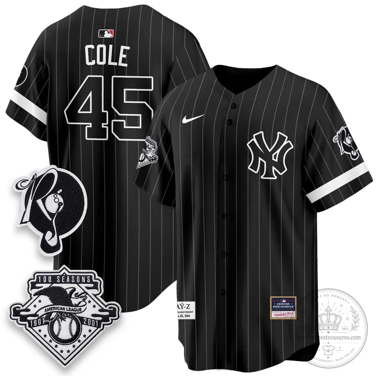 Pinstripe Baseball Jersey featuring Jay-Z and the New York Yankees 41 Pinstripe Baseball Jersey featuring Jay-Z and the New York Yankees