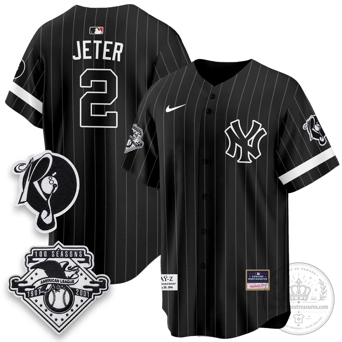 Pinstripe Baseball Jersey featuring Jay-Z and the New York Yankees 42 Pinstripe Baseball Jersey featuring Jay-Z and the New York Yankees