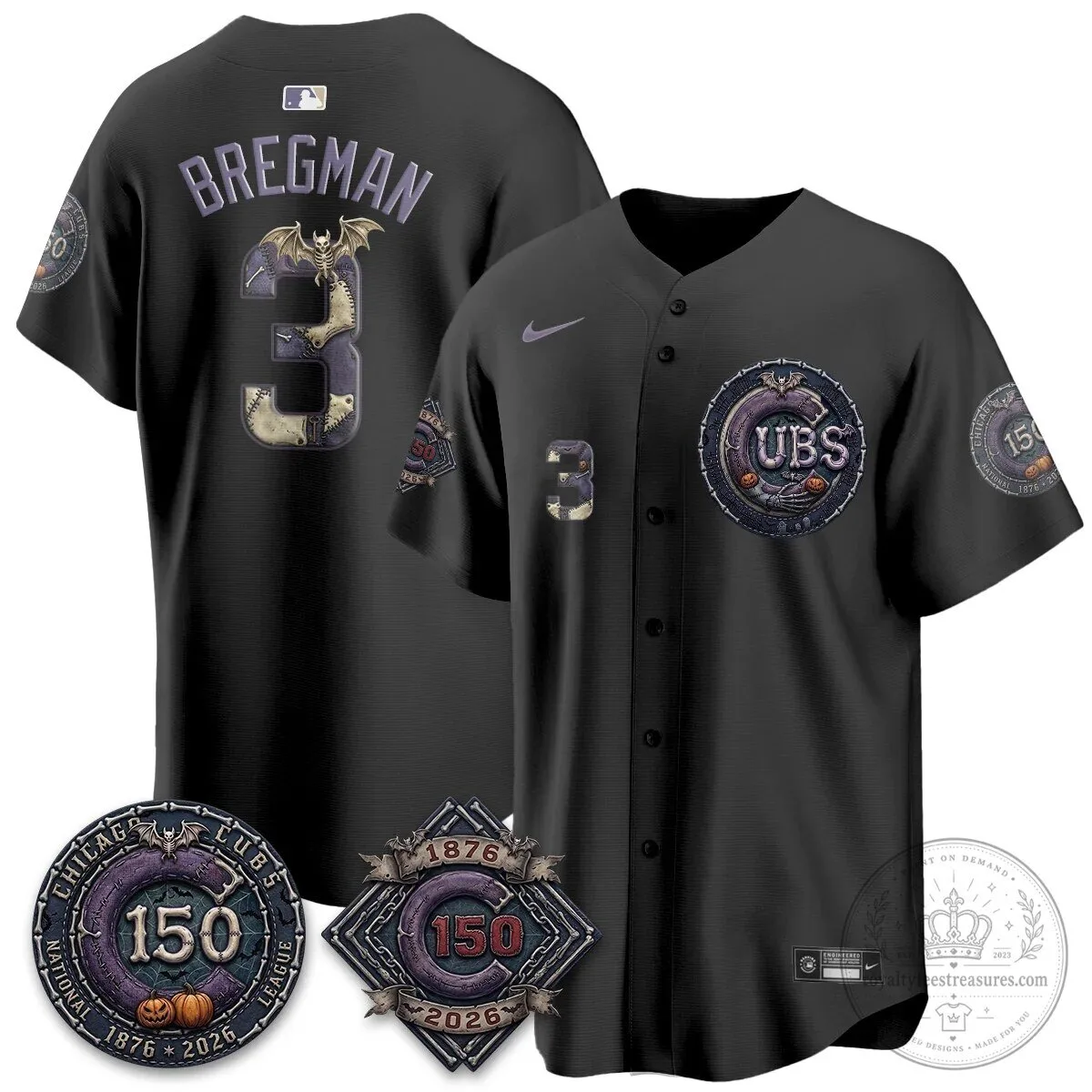 Chicago Cubs 150th Anniversary Halloween Alex Bregman Baseball Jersey 97 Chicago Cubs 150th Anniversary Halloween Alex Bregman Baseball Jersey