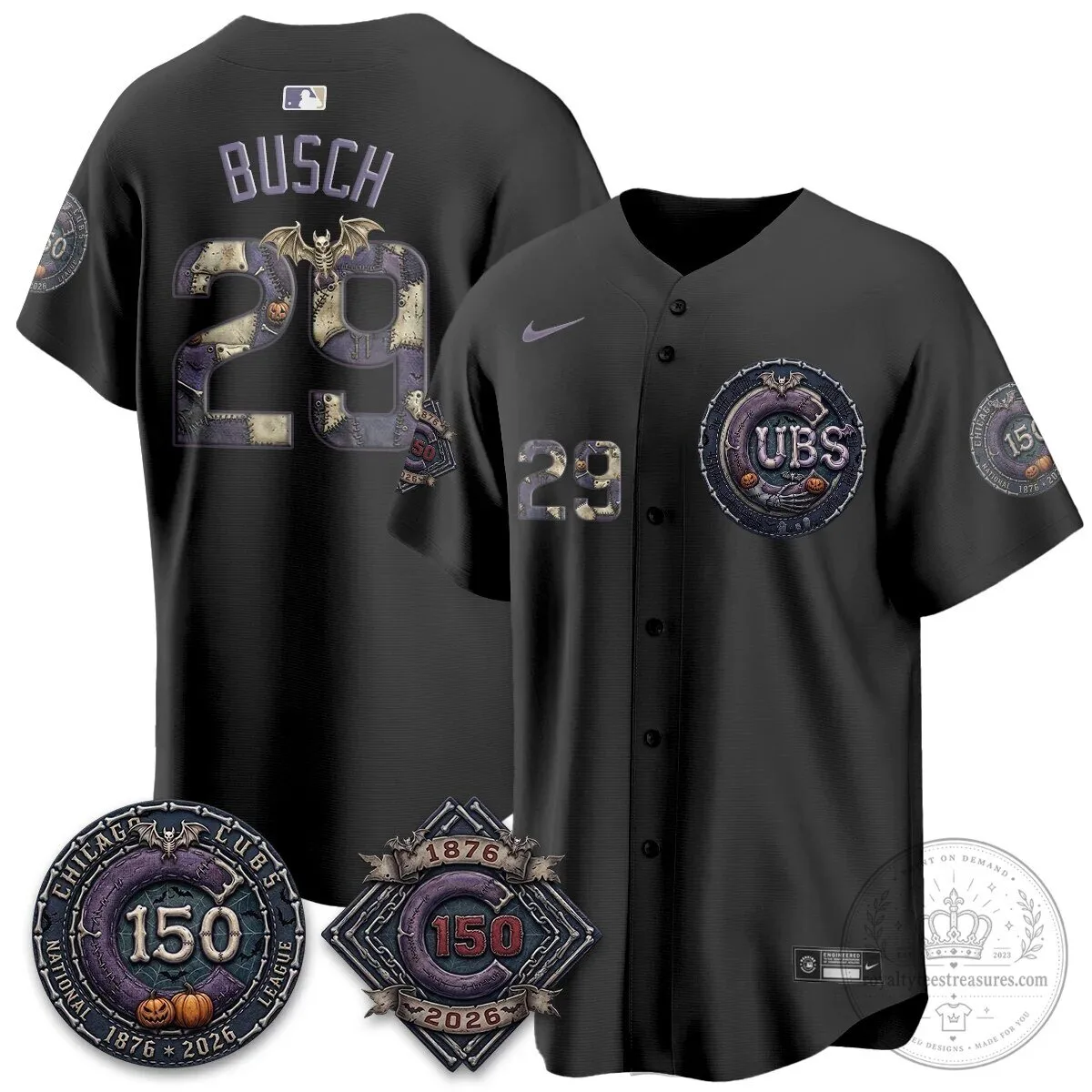 Chicago Cubs 150th Anniversary Halloween Alex Bregman Baseball Jersey 98 Chicago Cubs 150th Anniversary Halloween Alex Bregman Baseball Jersey