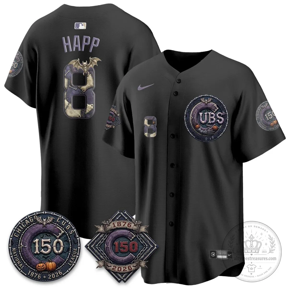 Chicago Cubs 150th Anniversary Halloween Alex Bregman Baseball Jersey 100 Chicago Cubs 150th Anniversary Halloween Alex Bregman Baseball Jersey
