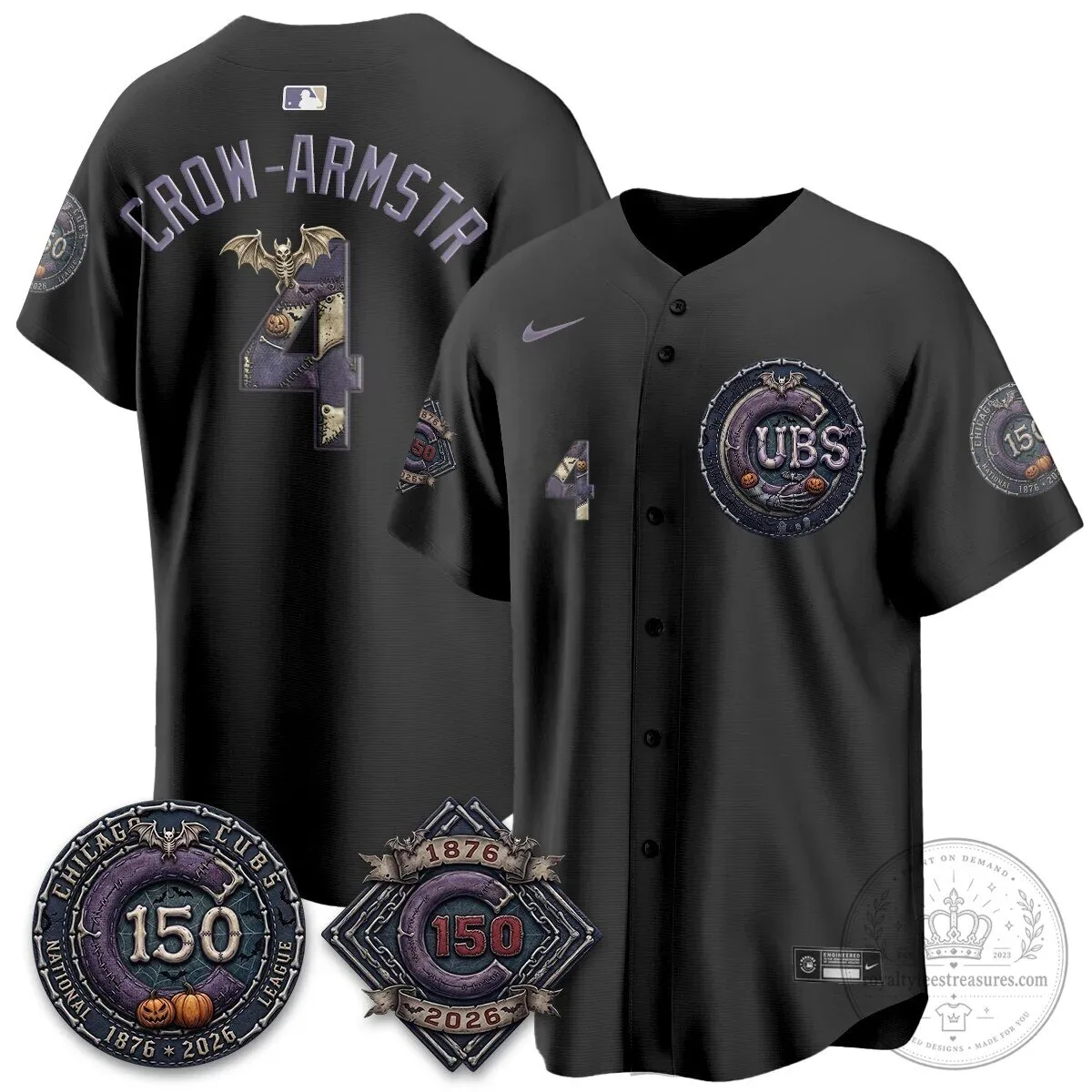 Chicago Cubs 150th Anniversary Halloween Alex Bregman Baseball Jersey 101 Chicago Cubs 150th Anniversary Halloween Alex Bregman Baseball Jersey