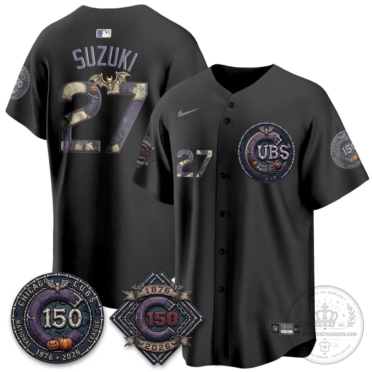 Chicago Cubs 150th Anniversary Halloween Alex Bregman Baseball Jersey 102 Chicago Cubs 150th Anniversary Halloween Alex Bregman Baseball Jersey