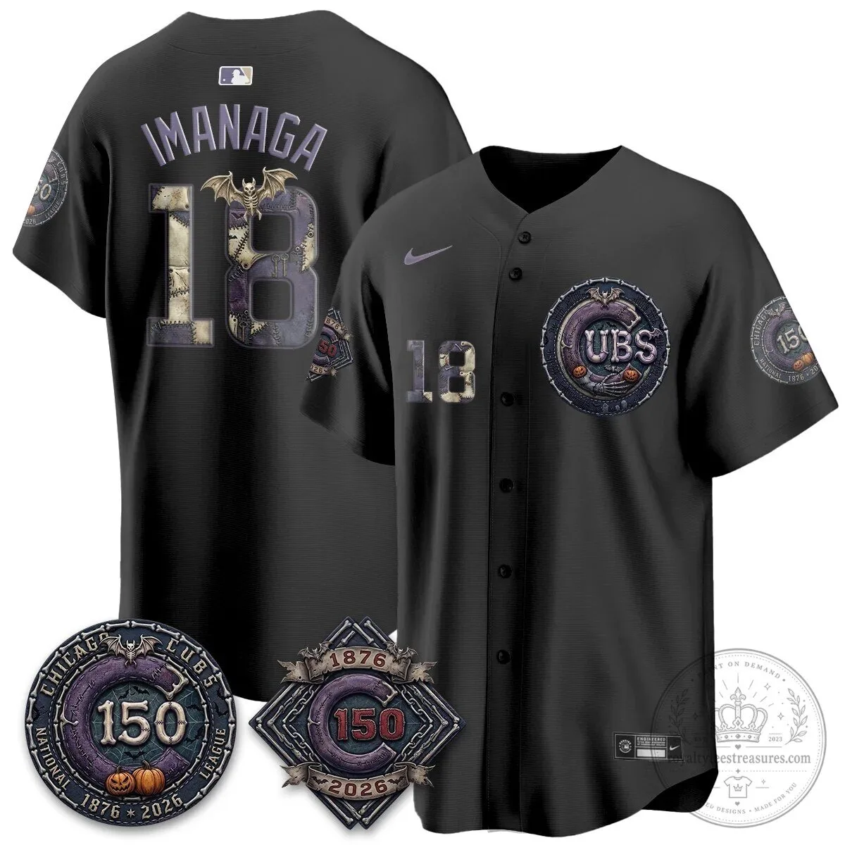 Chicago Cubs 150th Anniversary Halloween Alex Bregman Baseball Jersey 105 Chicago Cubs 150th Anniversary Halloween Alex Bregman Baseball Jersey