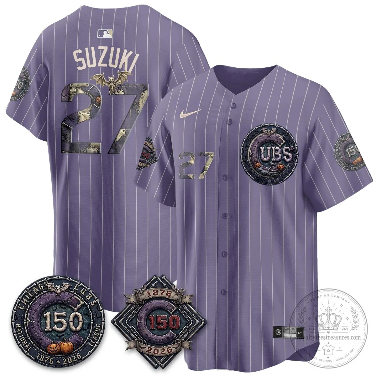 Chicago Cubs 150th Anniversary Halloween Alex Bregman Baseball Jersey 114 Chicago Cubs 150th Anniversary Halloween Alex Bregman Baseball Jersey