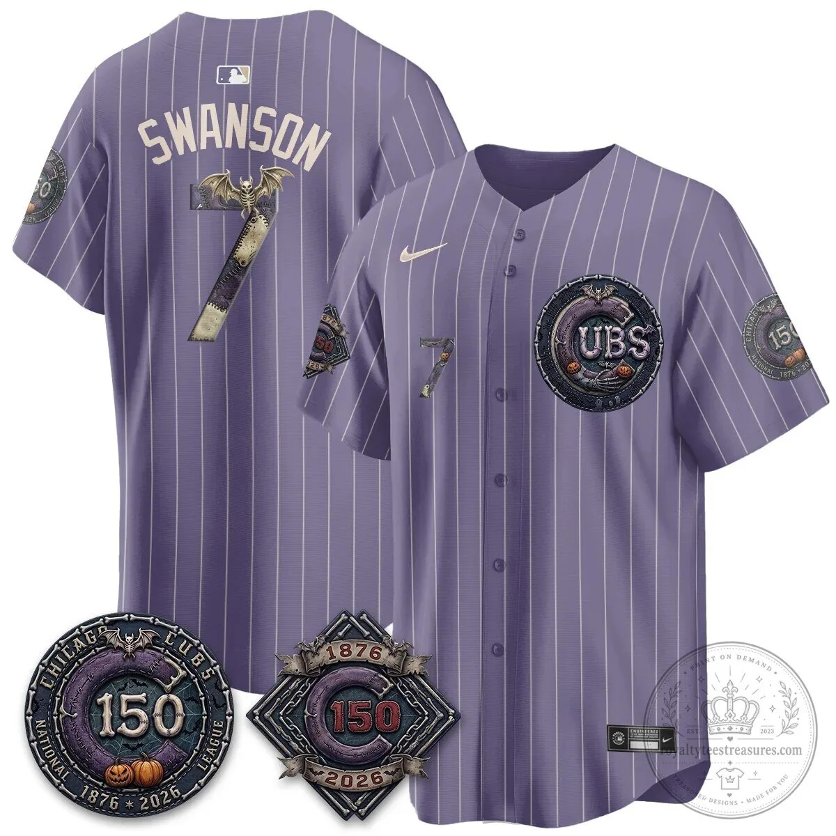 Chicago Cubs 150th Anniversary Halloween Alex Bregman Baseball Jersey 115 Chicago Cubs 150th Anniversary Halloween Alex Bregman Baseball Jersey