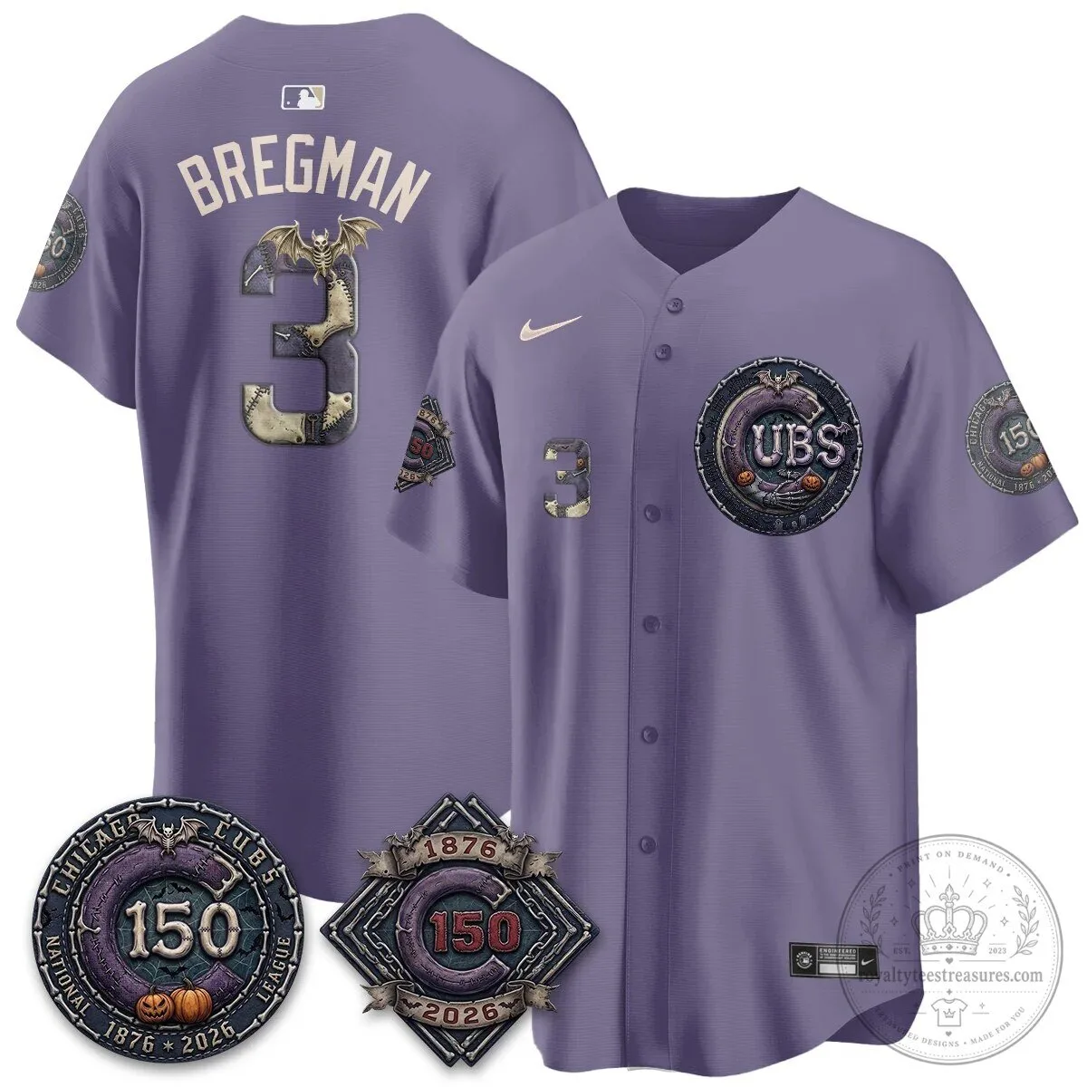 Chicago Cubs 150th Anniversary Halloween Alex Bregman Baseball Jersey 121 Chicago Cubs 150th Anniversary Halloween Alex Bregman Baseball Jersey