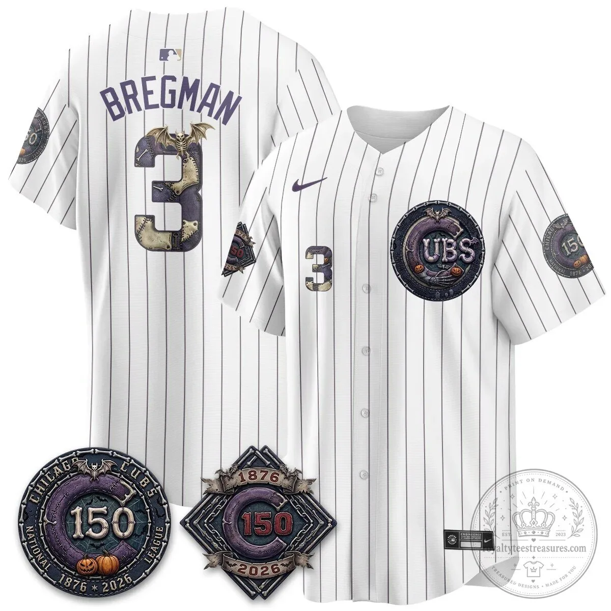 Chicago Cubs 150th Anniversary Halloween Alex Bregman Baseball Jersey 133 Chicago Cubs 150th Anniversary Halloween Alex Bregman Baseball Jersey