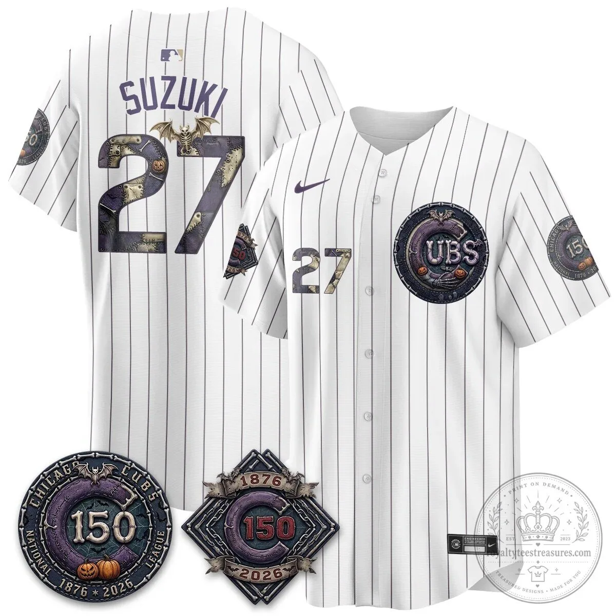 Chicago Cubs 150th Anniversary Halloween Alex Bregman Baseball Jersey 138 Chicago Cubs 150th Anniversary Halloween Alex Bregman Baseball Jersey