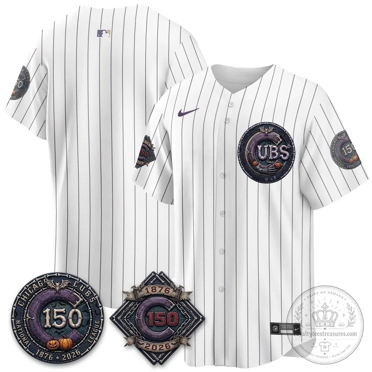 Chicago Cubs 150th Anniversary Halloween Alex Bregman Baseball Jersey 143 Chicago Cubs 150th Anniversary Halloween Alex Bregman Baseball Jersey