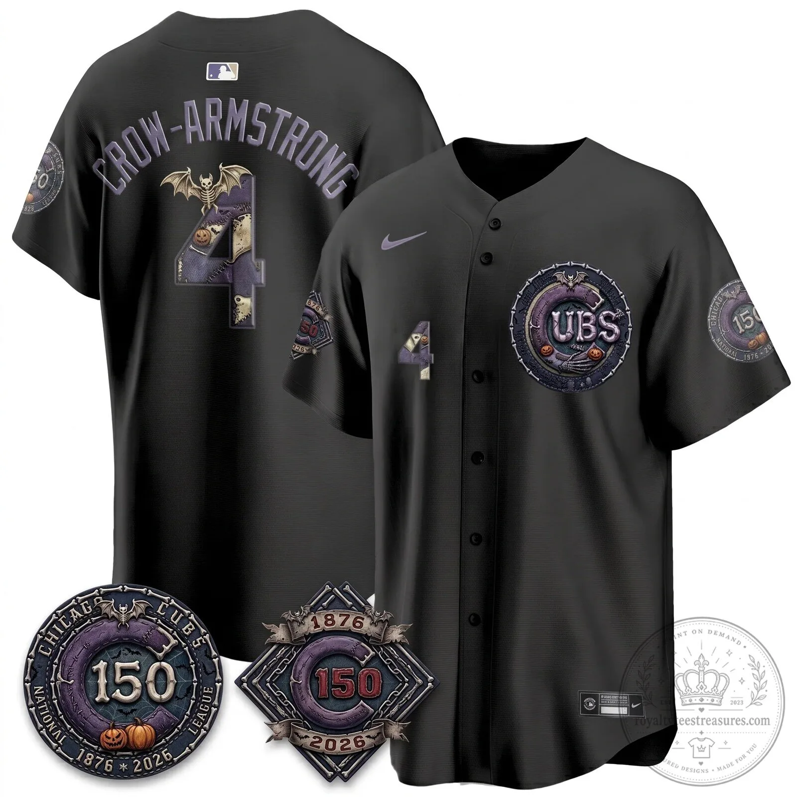 Chicago Cubs 150th Anniversary Halloween Alex Bregman Baseball Jersey 145 Chicago Cubs 150th Anniversary Halloween Alex Bregman Baseball Jersey