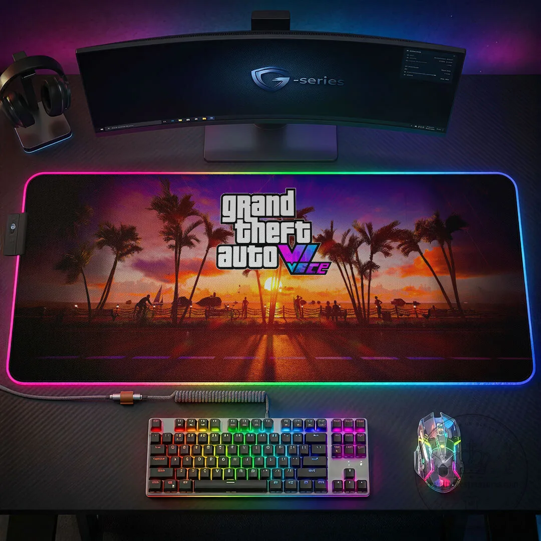 RGB Gaming Desk Mat for Grand Theft Auto VI Custom Setup