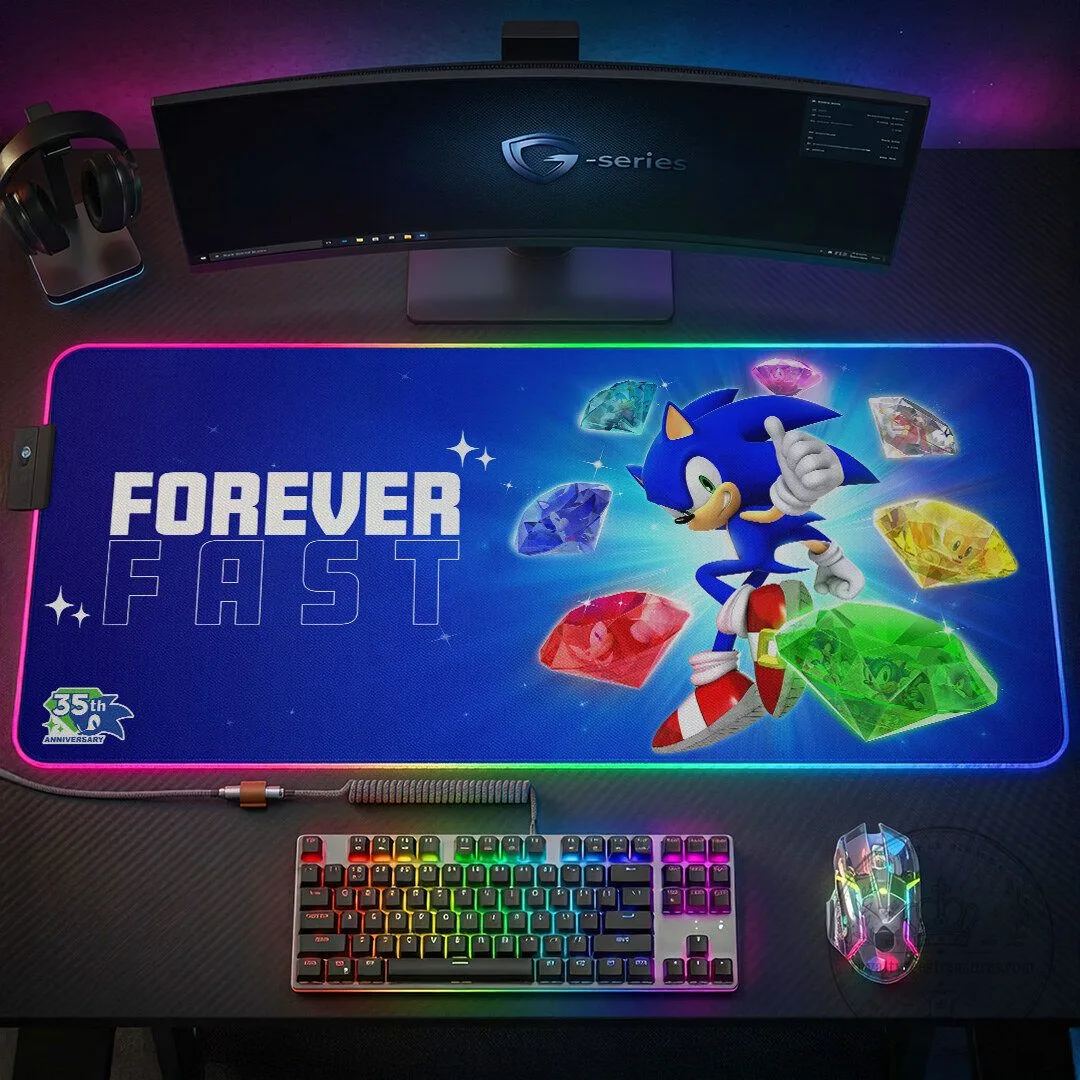 Sonic The Hedgehog Forever Fast Gaming Desk Mat 35th Anniversary