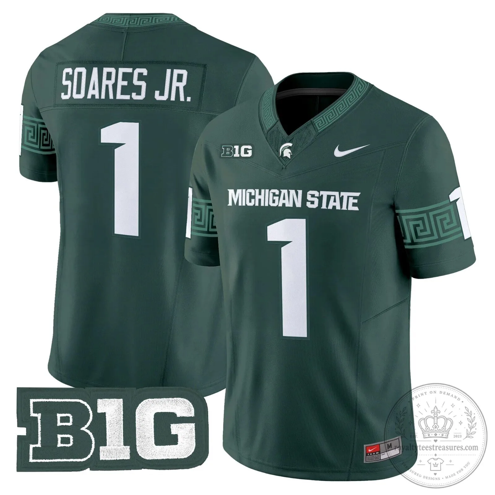 Michigan State Spartans Football Team Green Replica Jersey 45 Michigan State Spartans Football Team Green Replica Jersey