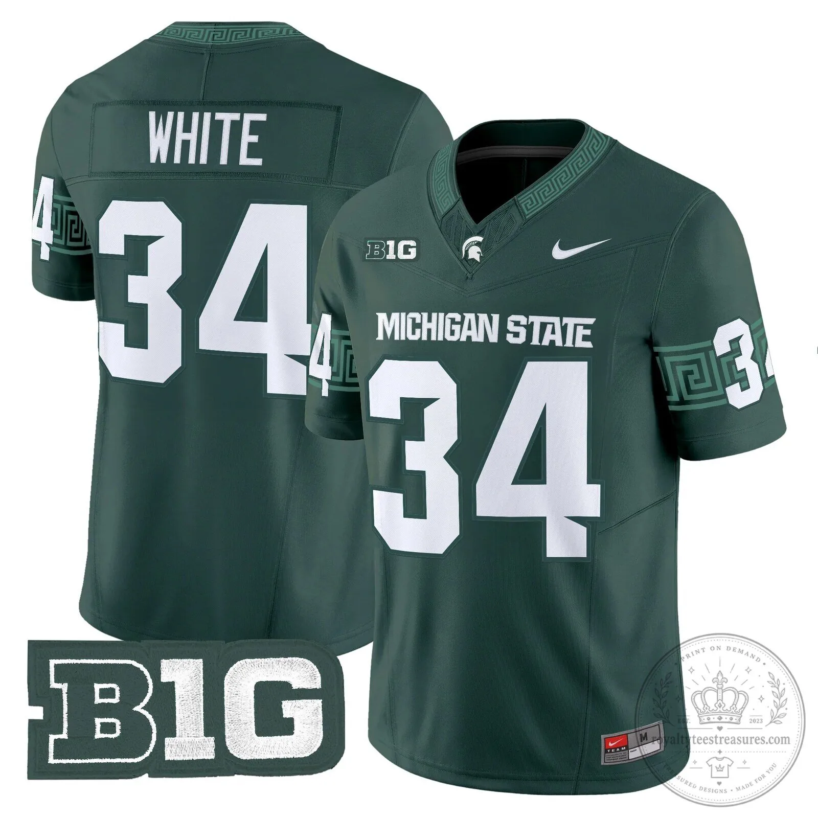 Michigan State Spartans Football Team Green Replica Jersey 49 Michigan State Spartans Football Team Green Replica Jersey
