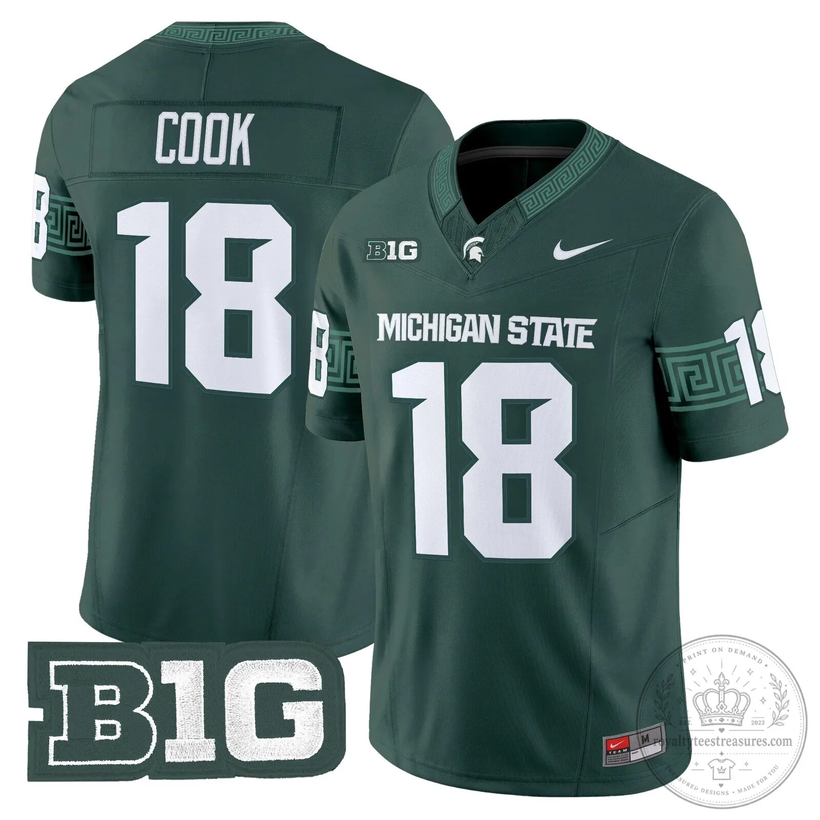 Michigan State Spartans Football Team Green Replica Jersey 50 Michigan State Spartans Football Team Green Replica Jersey