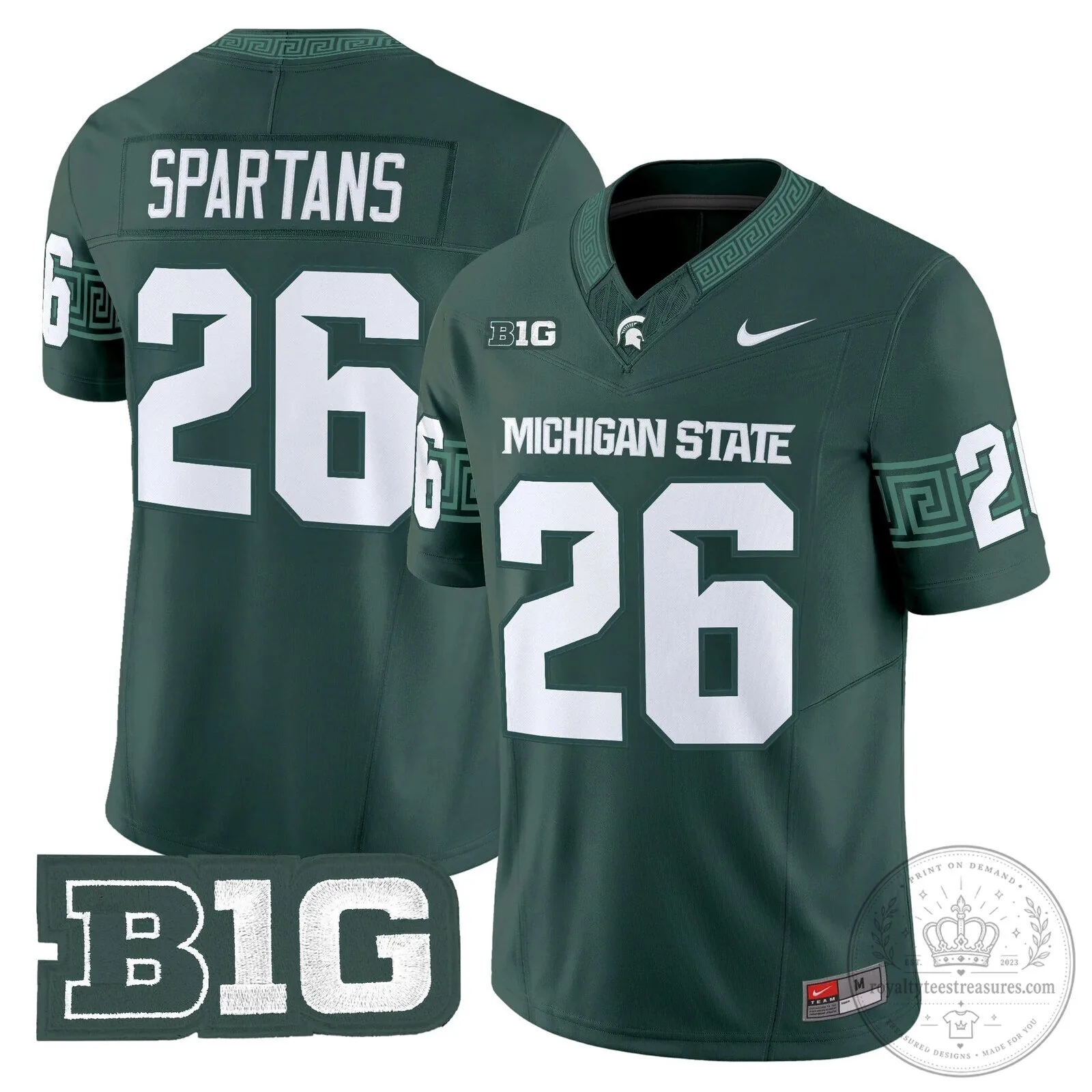 Michigan State Spartans Football Team Green Replica Jersey 51 Michigan State Spartans Football Team Green Replica Jersey