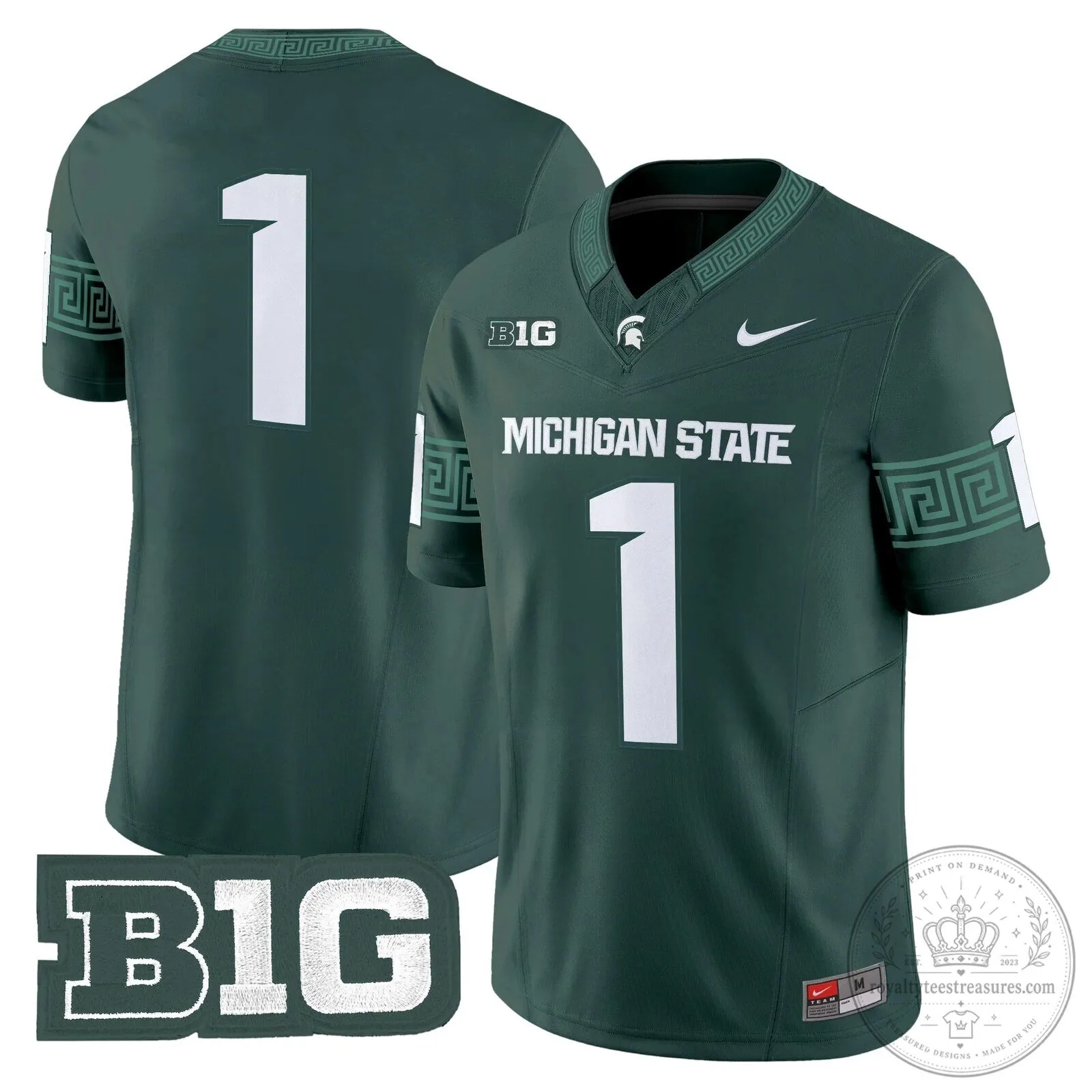 Michigan State Spartans Football Team Green Replica Jersey 52 Michigan State Spartans Football Team Green Replica Jersey