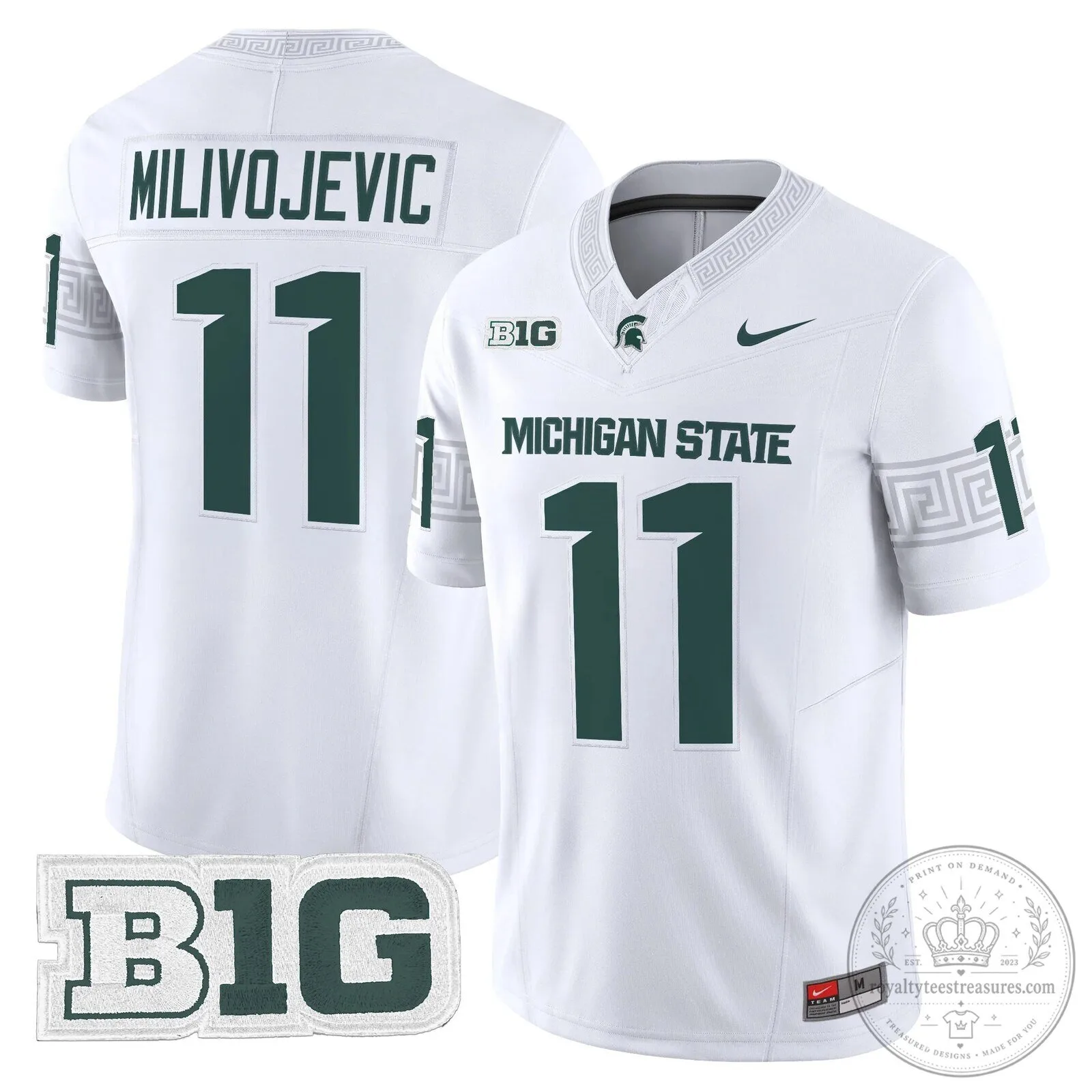 Michigan State Spartans Football Team Green Replica Jersey 53 Michigan State Spartans Football Team Green Replica Jersey