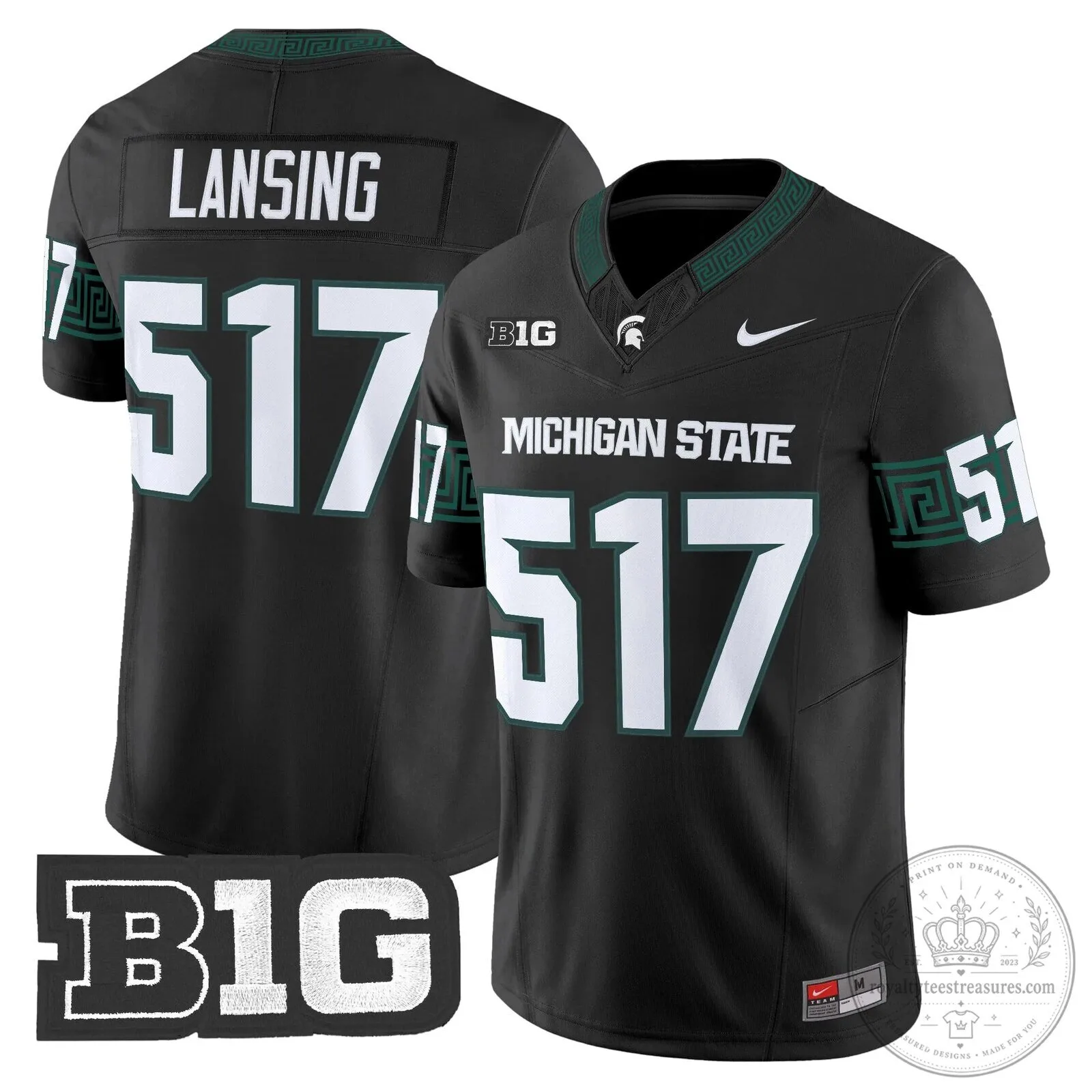 Michigan State Spartans Football Team Green Replica Jersey 64 Michigan State Spartans Football Team Green Replica Jersey