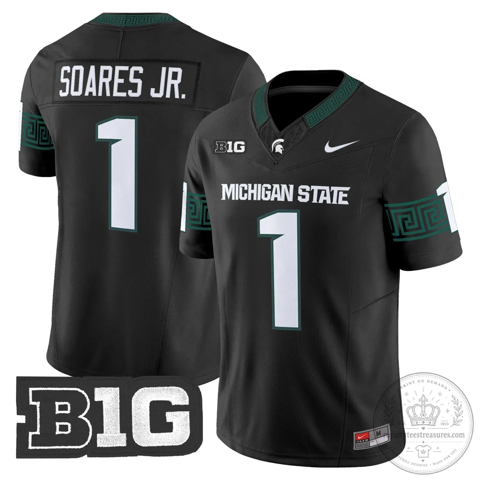 Michigan State Spartans Football Team Green Replica Jersey 65 Michigan State Spartans Football Team Green Replica Jersey