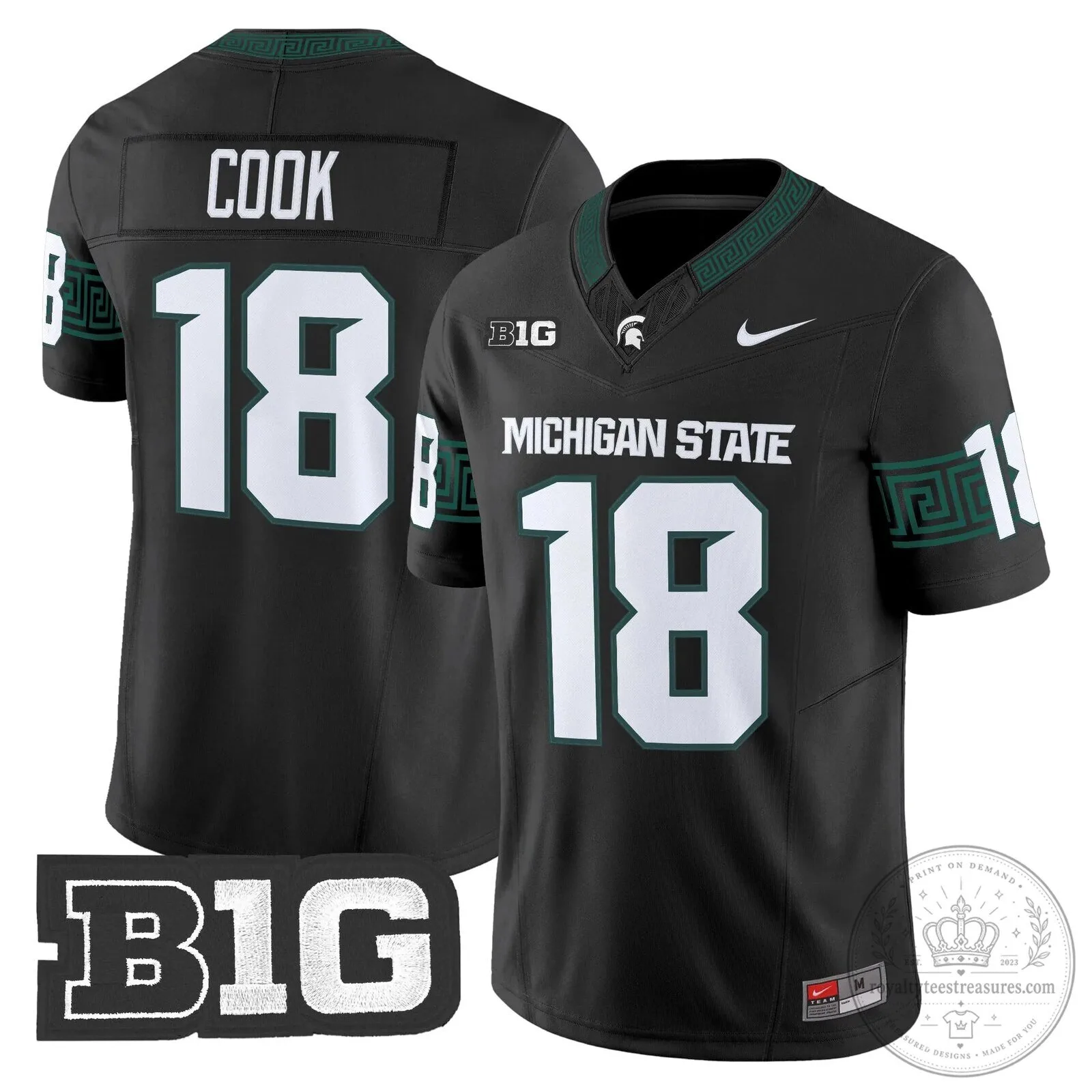Michigan State Spartans Football Team Green Replica Jersey 70 Michigan State Spartans Football Team Green Replica Jersey