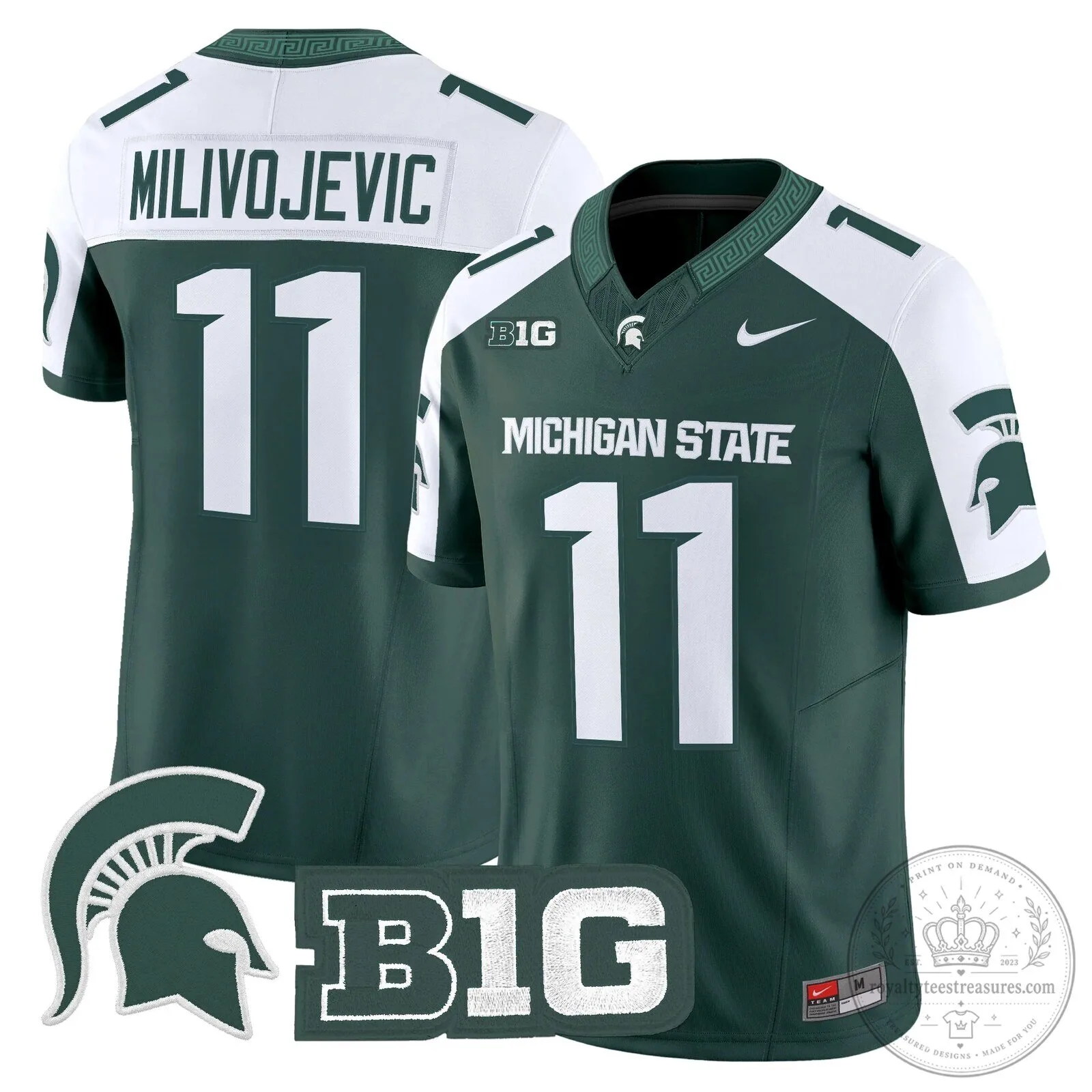 Michigan State Spartans Football Team Green Replica Jersey 73 Michigan State Spartans Football Team Green Replica Jersey