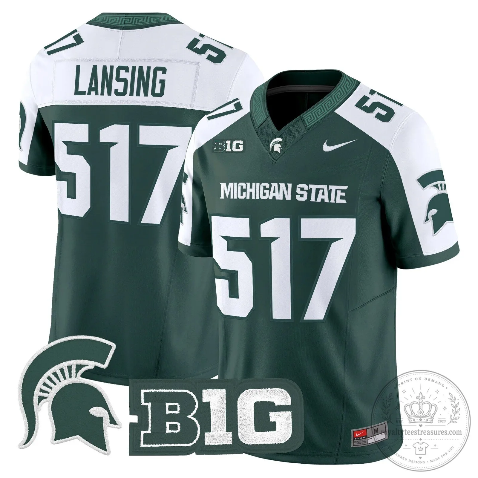 Michigan State Spartans Football Team Green Replica Jersey 74 Michigan State Spartans Football Team Green Replica Jersey