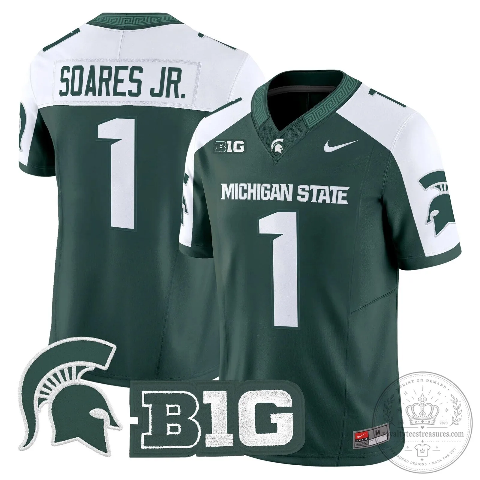 Michigan State Spartans Football Team Green Replica Jersey 75 Michigan State Spartans Football Team Green Replica Jersey