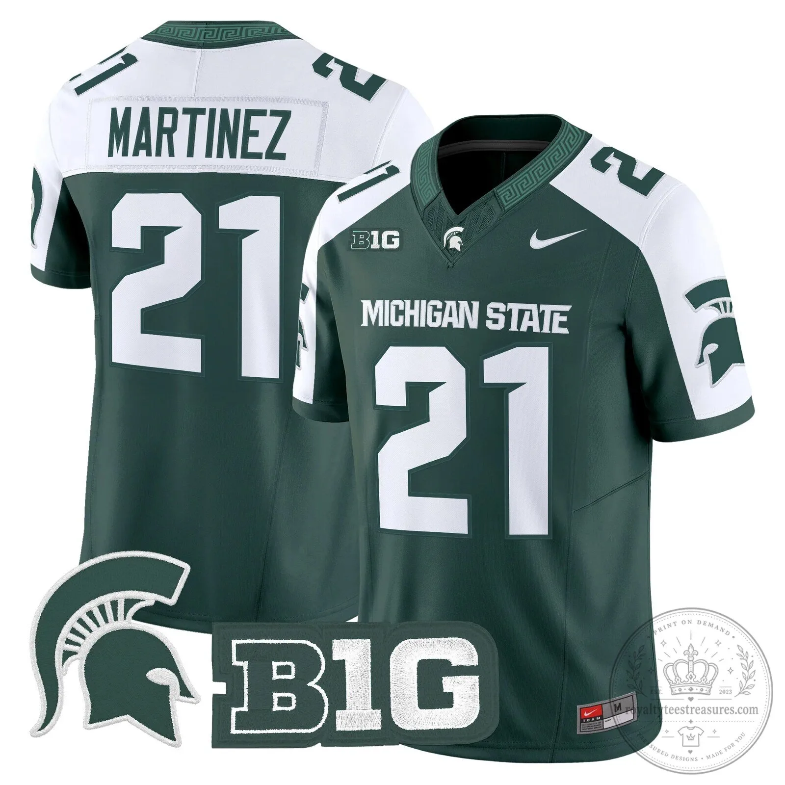 Michigan State Spartans Football Team Green Replica Jersey 77 Michigan State Spartans Football Team Green Replica Jersey