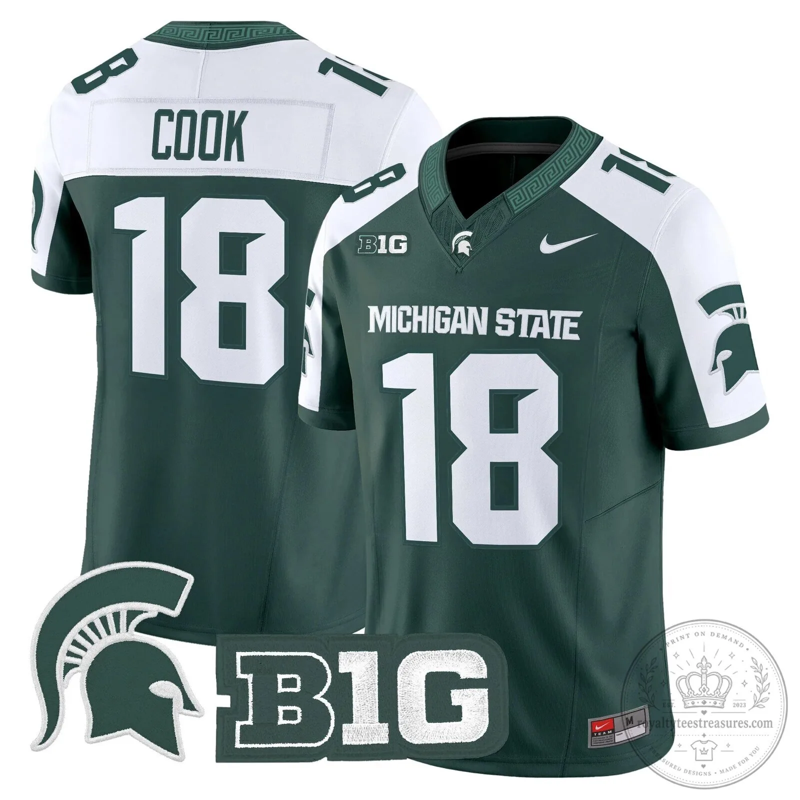 Michigan State Spartans Football Team Green Replica Jersey 80 Michigan State Spartans Football Team Green Replica Jersey