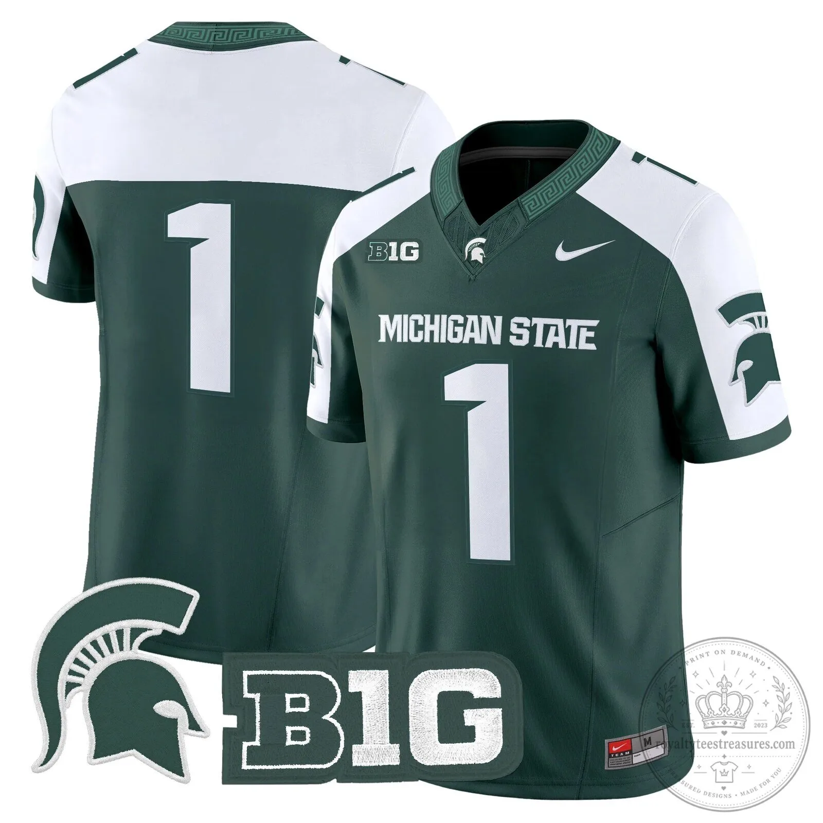 Michigan State Spartans Football Team Green Replica Jersey 82 Michigan State Spartans Football Team Green Replica Jersey