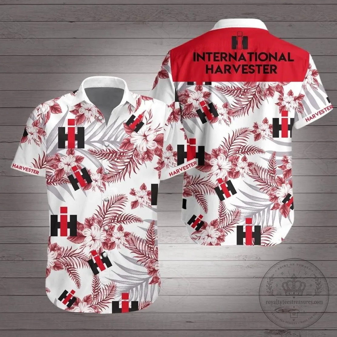 International Harvester Tractor Hawaiian Shirt, Farm Equipment Aloha Shirt