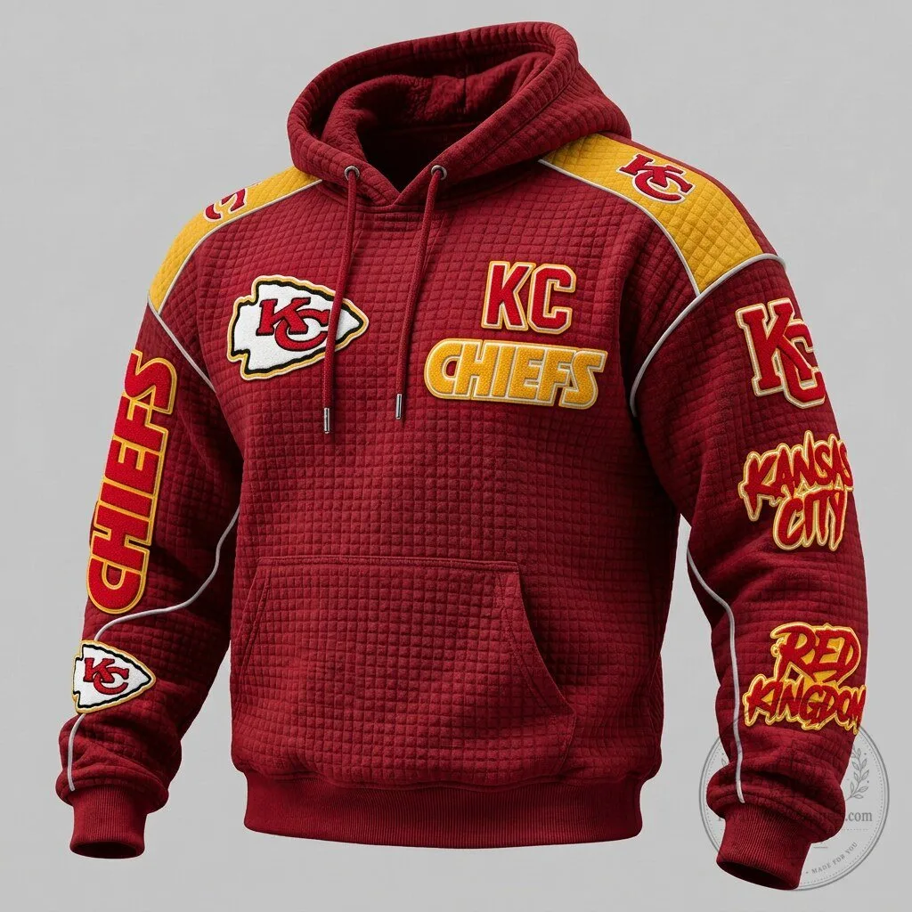 Kansas City Chiefs Red Kingdom Quilted Pullover Hoodie