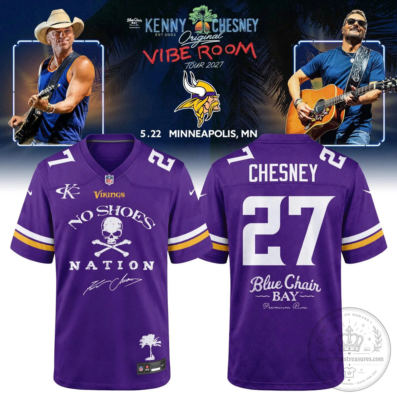 Kenny Chesney No Shoes Nation Minnesota Vikings NFL Football Jersey