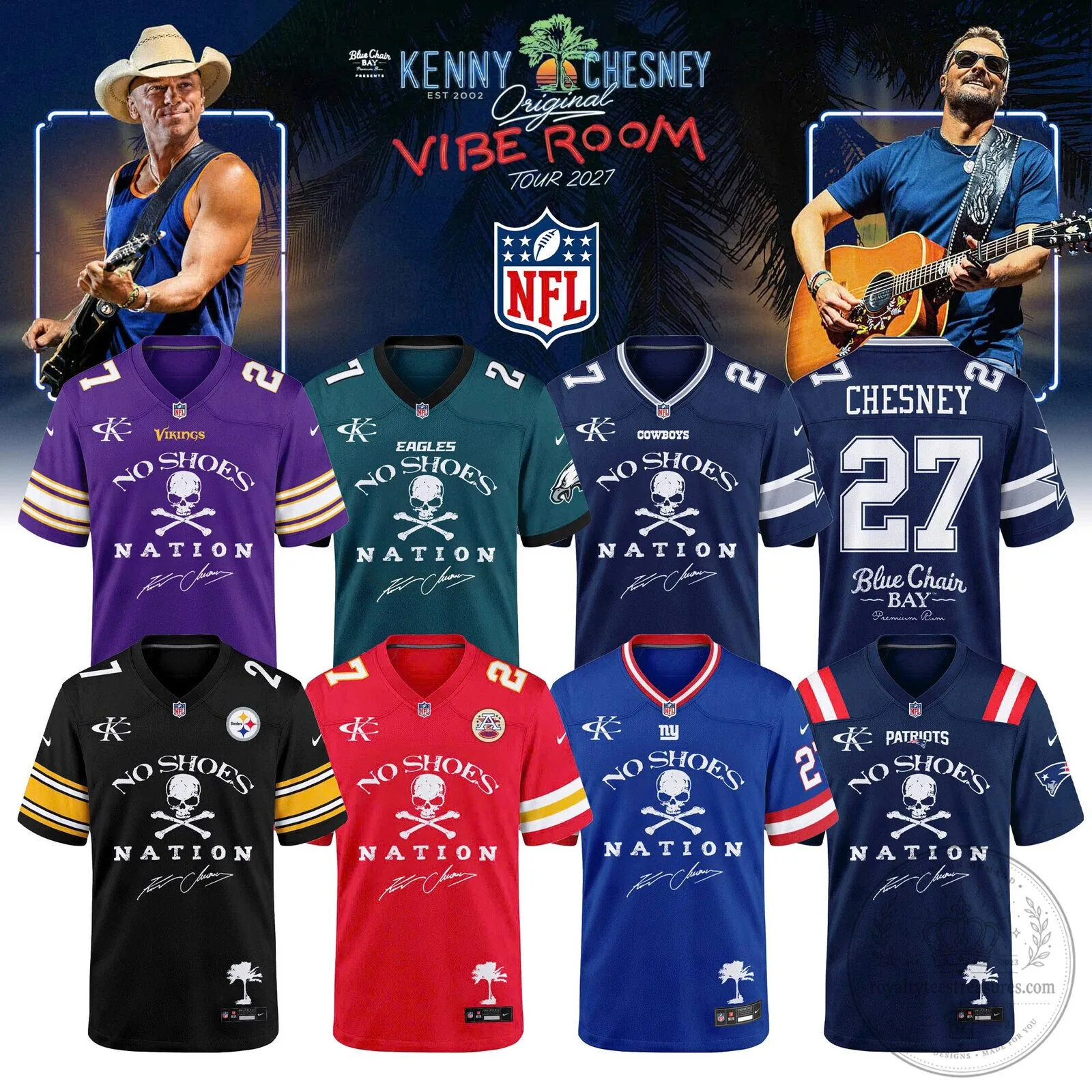 Kenny Chesney No Shoes Nation NFL Football Fan Jersey