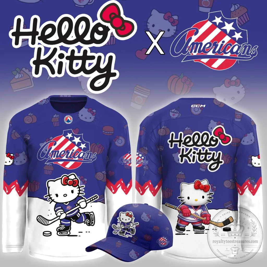 Hello Kitty Rochester Americans Ice Hockey Night Game Jersey Hello Kitty Rochester Americans Ice Hockey Night Game Jersey