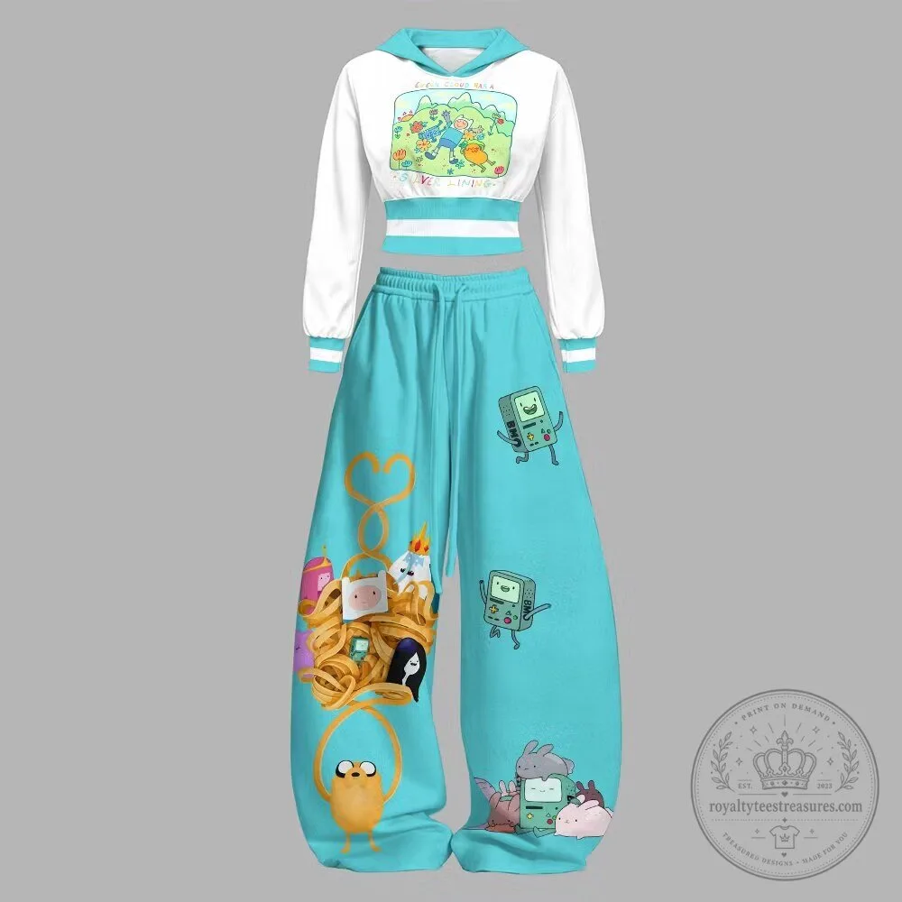Adventure Time Finn Jake BMO Princess Bubblegum Marceline Cropped Hoodie and Pants Set