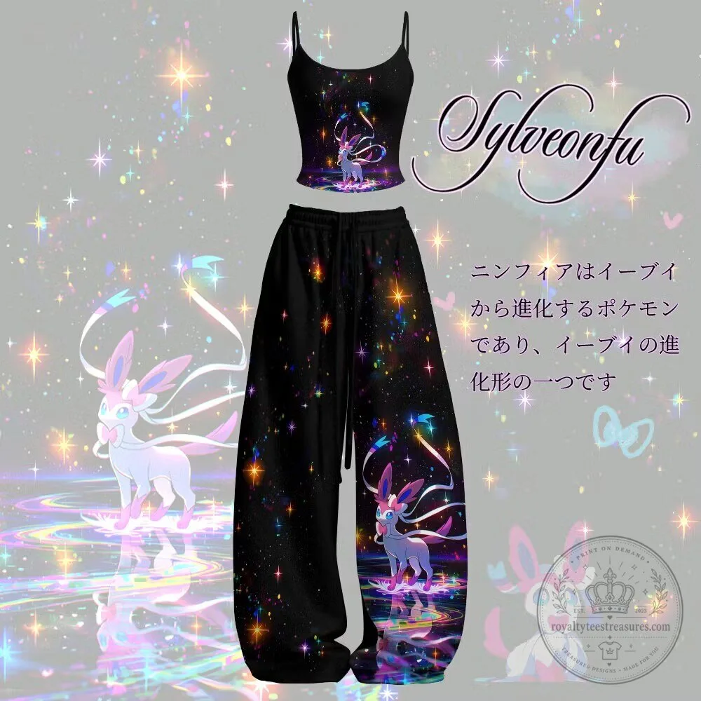 Sylveon Pokemon Evolution Eevee Sparkle Two Piece Pajamas Set