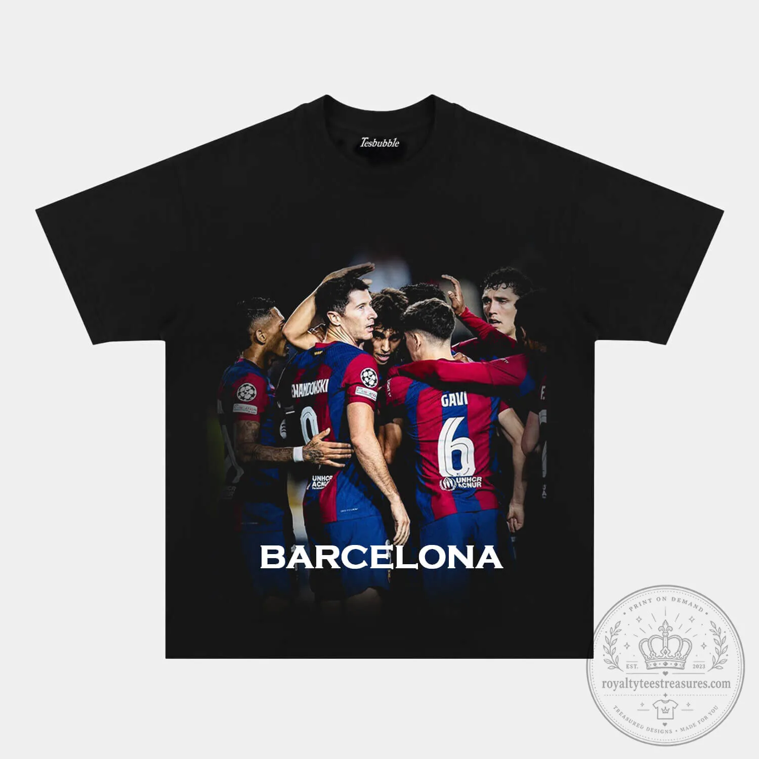 Barcelona Football Club Super Cup Champions Team Celebration T-Shirt