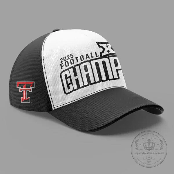 Texas Tech Red Raiders Big 12 Champions 2025 Football White T-Shirt 5 Texas Tech Red Raiders Big 12 Champions 2025 Football White T-Shirt