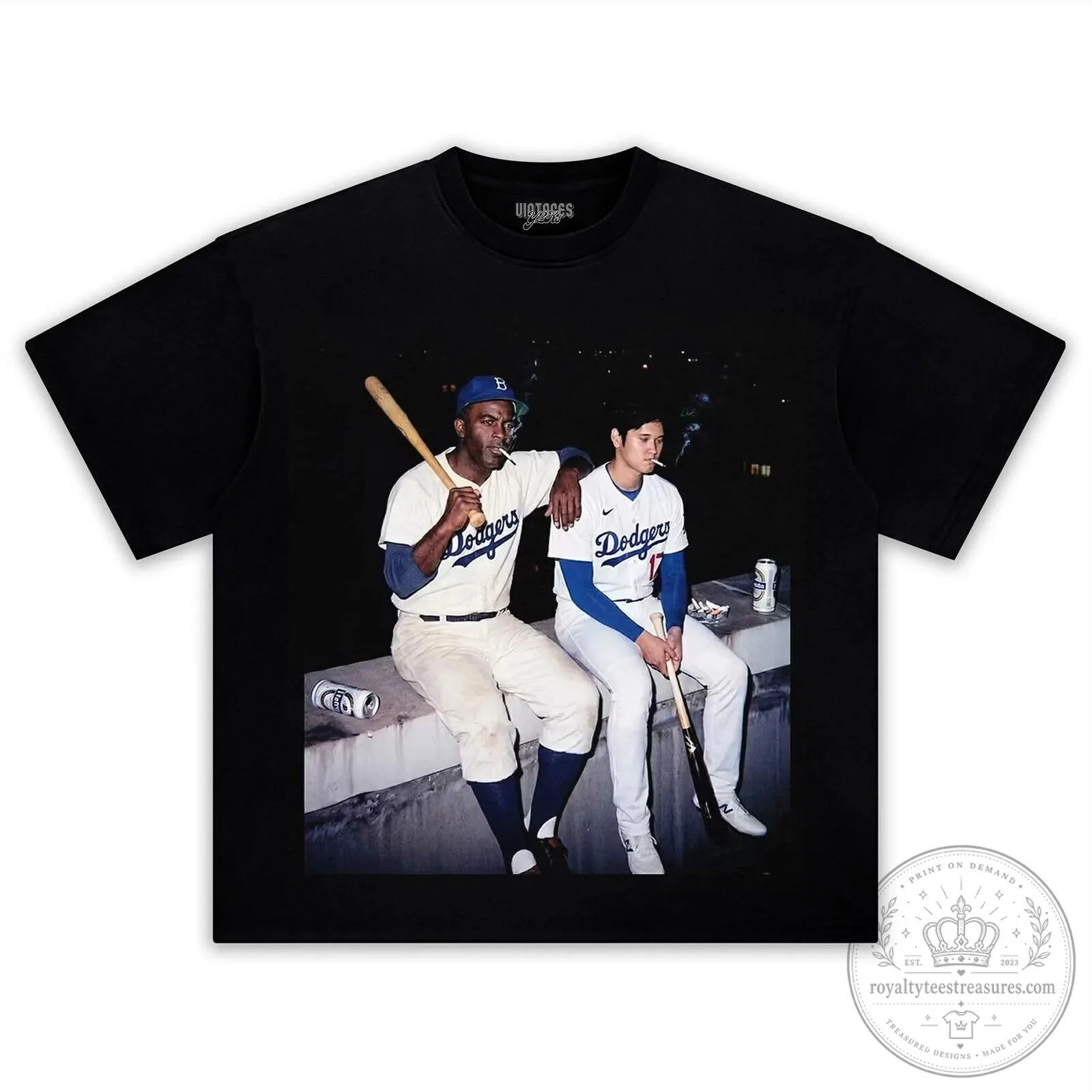 Dodgers Fan T-Shirt Featuring Shohei Ohtani and Jackie Robinson