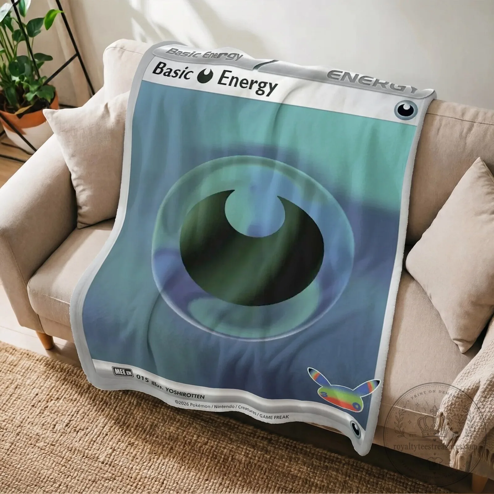 Pokemon Basic Energy Card 30th Anniversary Fleece Blanket