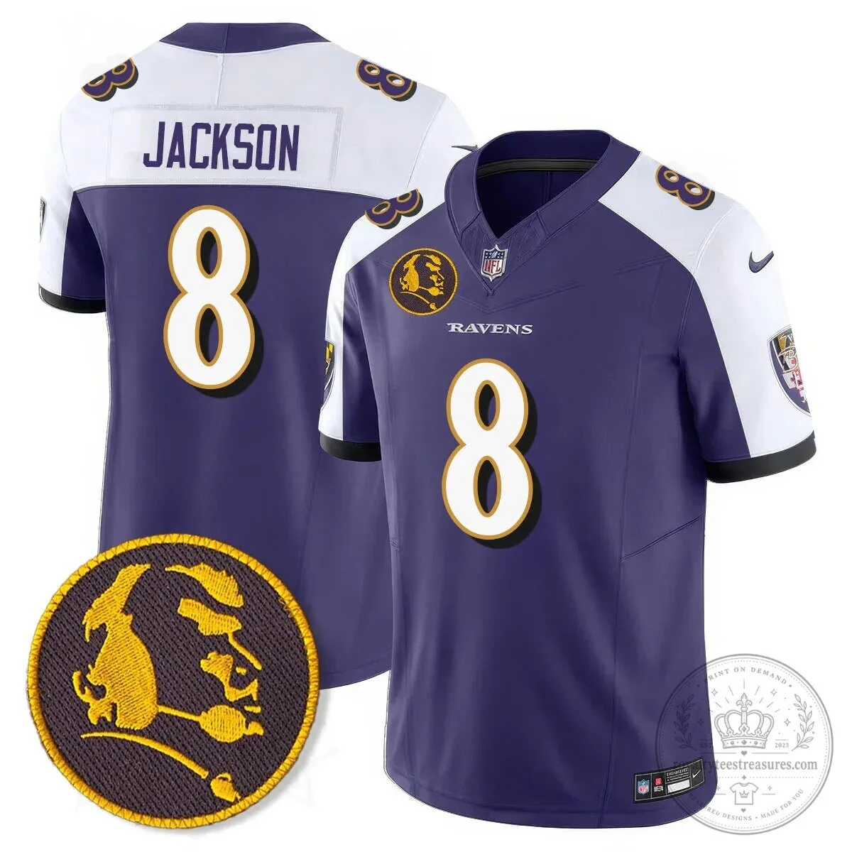 Baltimore Ravens Lamar Jackson John Madden Patch Black Football Jersey 33 Baltimore Ravens Lamar Jackson John Madden Patch Black Football Jersey