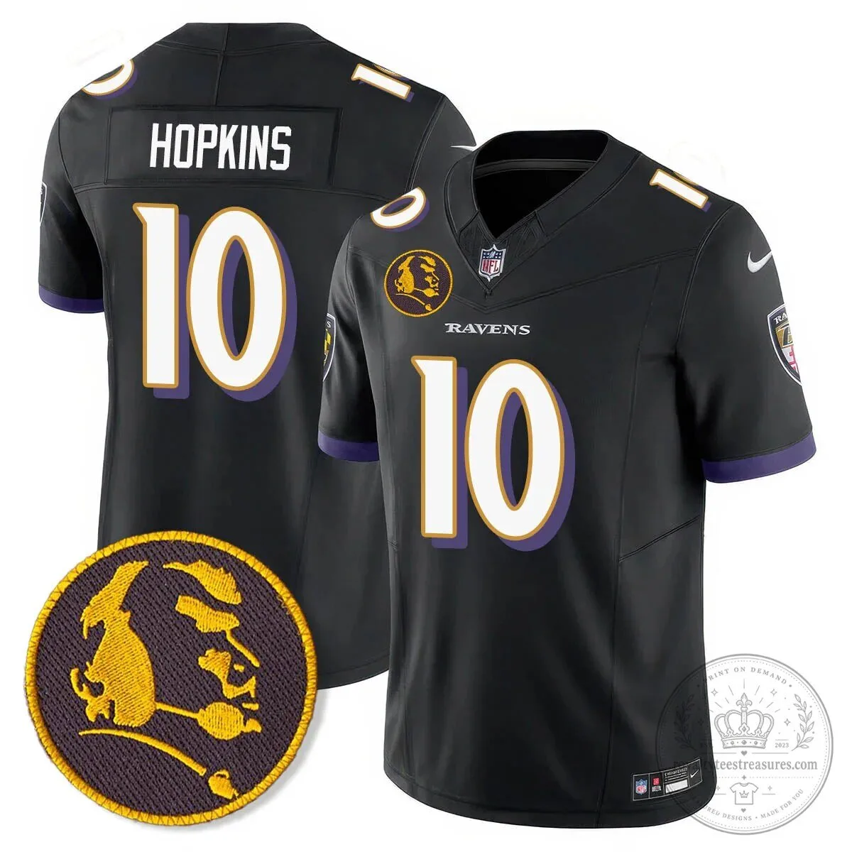 Baltimore Ravens Lamar Jackson John Madden Patch Black Football Jersey 49 Baltimore Ravens Lamar Jackson John Madden Patch Black Football Jersey