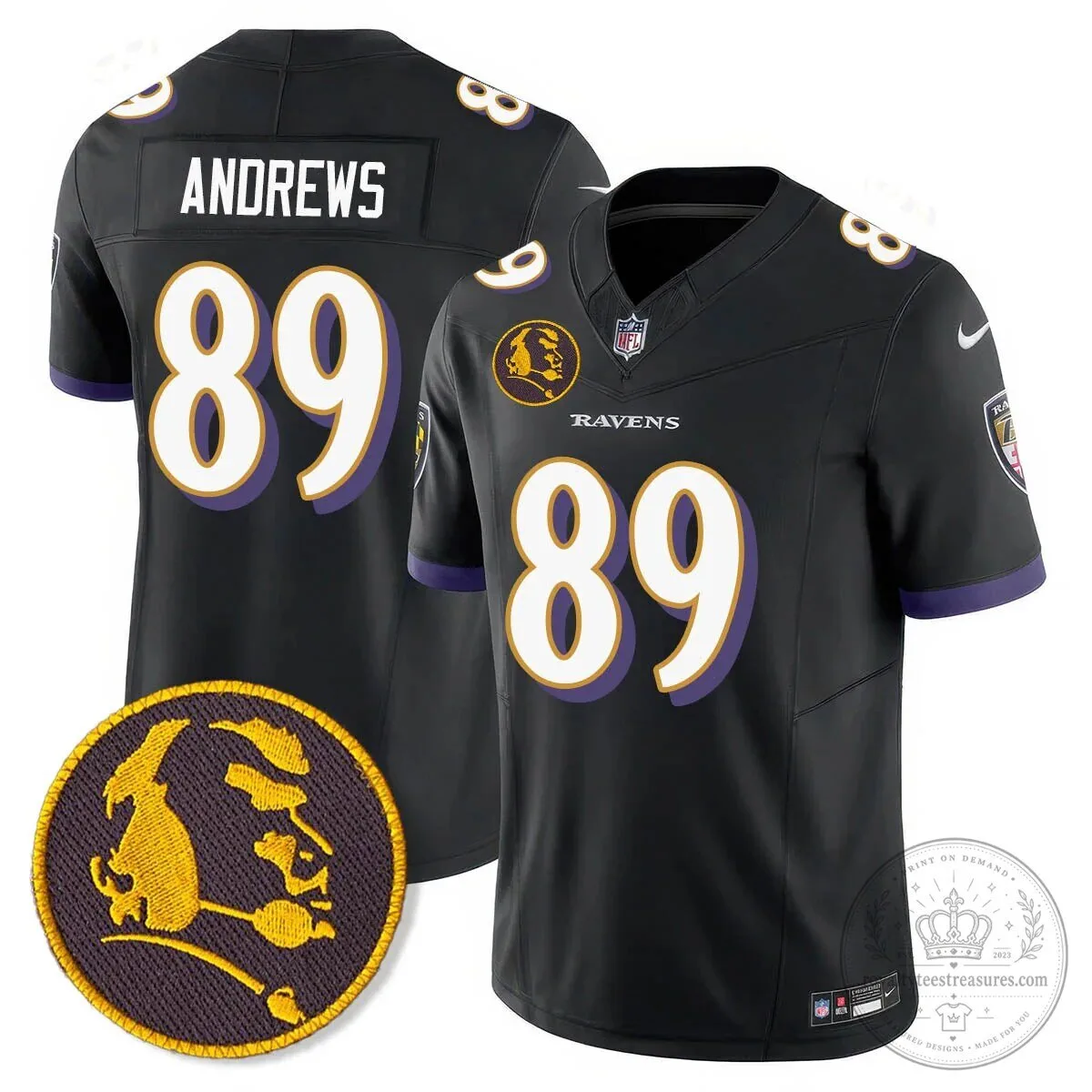 Baltimore Ravens Lamar Jackson John Madden Patch Black Football Jersey 50 Baltimore Ravens Lamar Jackson John Madden Patch Black Football Jersey