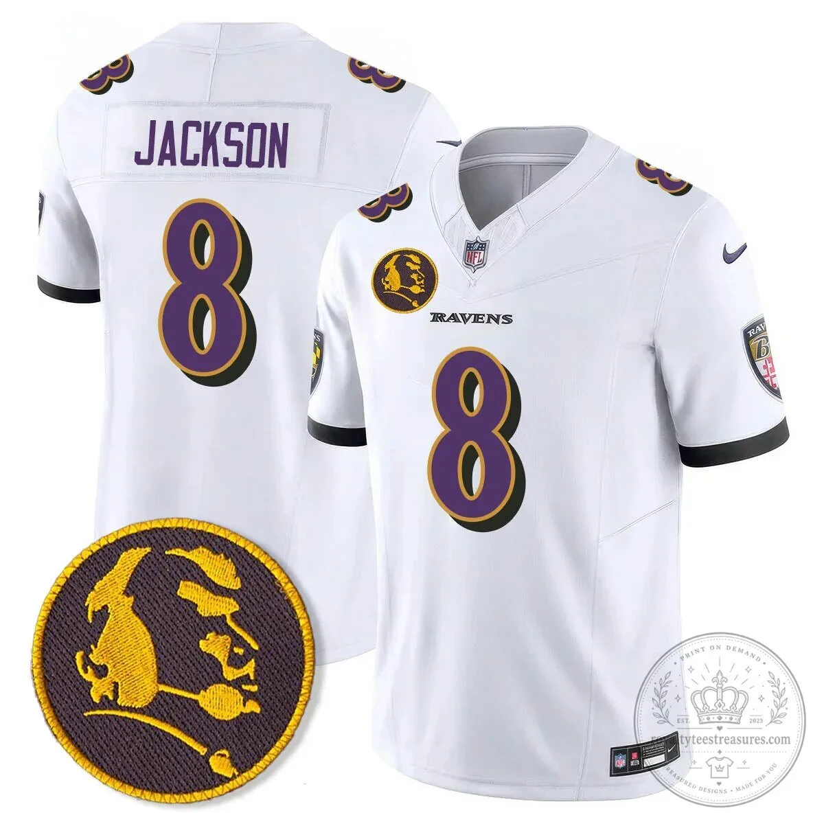 Baltimore Ravens Lamar Jackson John Madden Patch Black Football Jersey 53 Baltimore Ravens Lamar Jackson John Madden Patch Black Football Jersey