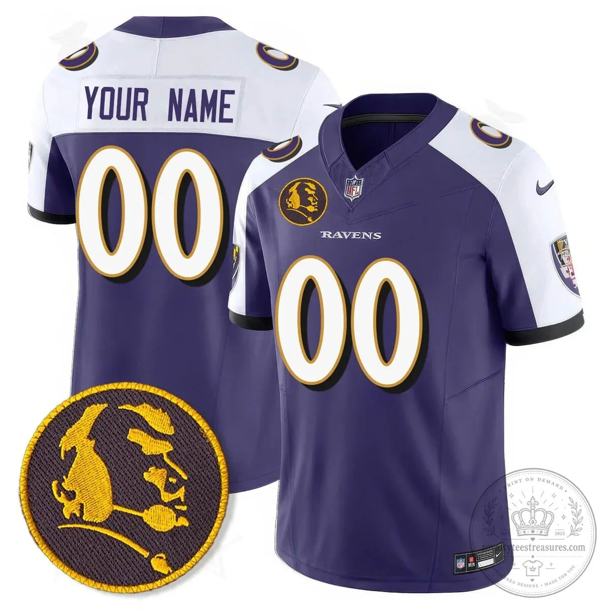Baltimore Ravens Lamar Jackson John Madden Patch Black Football Jersey 61 Baltimore Ravens Lamar Jackson John Madden Patch Black Football Jersey